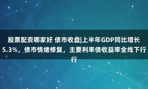 股票配资哪家好 债市收盘|上半年GDP同比增长5.3%，债市情绪修复，主要利率债收益率全线下行