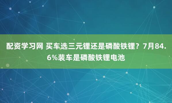 配资学习网 买车选三元锂还是磷酸铁锂？7月84.6%装车是磷酸铁锂电池